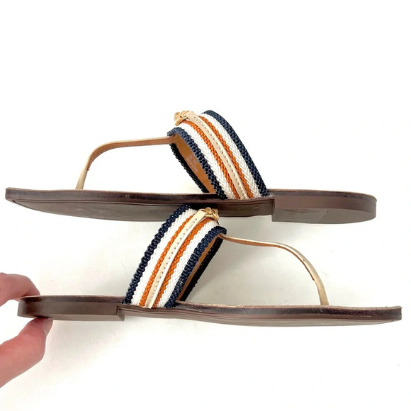 TORY BURCH | Jessa Leather Thong Sandal Dulce De Leche and Tan cream Size 6.5 - Picture 10 of 13